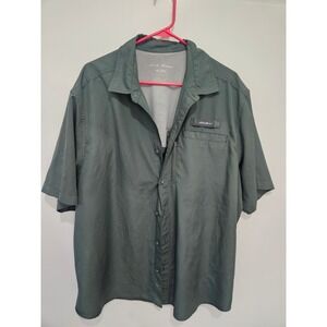Eddie Bauer Mens XXL Green Ripstop Vented Fishing Shirt Short Sleeve Button Up